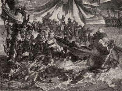 حادثة "Le Vengeur" ، 1 يونيو 1794 ، من "Histoire de la Revolution Française" بقلم لويس بلانك (1811-1882) بواسطة المدرسة الفرنسية