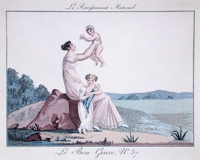 نشوة الأمهات ، من Le Bon Genre ، العدد 37 ، حوالي 1810 (نقش ملون) بواسطة المدرسة الفرنسية