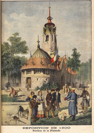 جناح فنلندا في المعرض العالمي لعام 1900 في باريس - رسم توضيحي لـ Le Petit Journal ، 21 أكتوبر 1900. بواسطة المدرسة الفرنسية