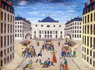 The Place de l'Odeon ، أوائل القرن التاسع عشر (ألوان مائية على ورق) بواسطة المدرسة الفرنسية