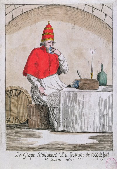 البابا يأكل جبن Roquefort ، 1791 بواسطة المدرسة الفرنسية