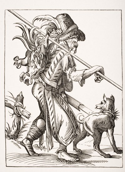 The Poulterer ، بعد رسم توضيحي من القرن السادس عشر رسمه ونقشه جوست عمان (1539-91) من "Le Moyen Age et La Renaissance" بواسطة Paul Lacroix (1806-84) نشر عام 1847 بواسطة المدرسة الفرنسية