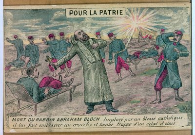 يقدم الحاخام أبراهام بلوخ الصليب لجندي كاثوليكي محتضر وأصيب بقذيفة ، 1914-1918 بواسطة المدرسة الفرنسية