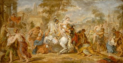 لوحة "اغتصاب نساء سابين، حوالي عام 1770 (زيت على ورق على قماش) بواسطة المدرسة الفرنسية