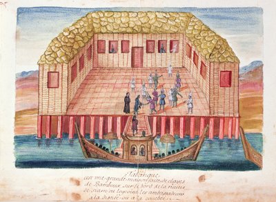 إقامة السفراء الفرنسيين في صيام ، من حساب اليسوعيين في سيام ، 1688 (مرحاض على ورق) بواسطة المدرسة الفرنسية