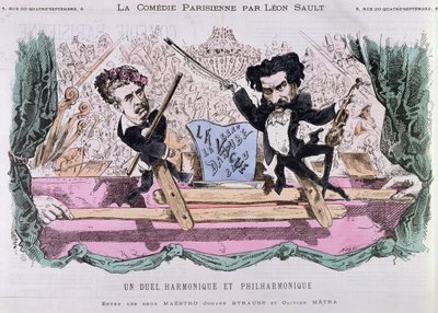 الملحنون المتنافسون من الفالس ، يوهان شتراوس الأصغر (1825-1899) وأوليفييه ميترا (1830-1889) ، c.1870 بواسطة المدرسة الفرنسية