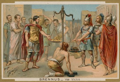 حاول الرومان شراء خلاصهم من رئيس Gaulish Brennus ، القرن الرابع قبل الميلاد بواسطة المدرسة الفرنسية