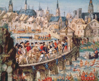 مهرجان الدخول الملكي لهنري الثاني (1519-59) إلى روان ، الأول من أكتوبر 1550 (قلم حبر ومرحاض على ورق) بواسطة المدرسة الفرنسية