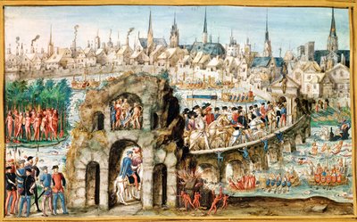 مهرجان الدخول الملكي لهنري الثاني (1519-59) في روان ، 1 أكتوبر 1550 بواسطة المدرسة الفرنسية