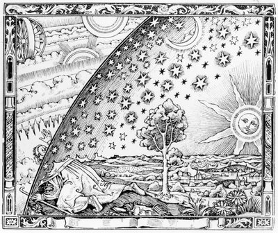 عالم مغادرة العالم ، بأسلوب c.1520 ، من LAtmosphere meteorologie populaire ، نُشر في باريس ، 1888 بواسطة المدرسة الفرنسية