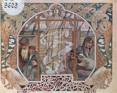 روح الحرية كالأمل الوحيد ، غلاف توضيحي من Au dela de lOcean ، 1909 بواسطة المدرسة الفرنسية