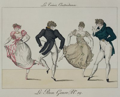 The Trenis Quadrille ، اللوحة 19 من Le Bon Genre ، 1805 بواسطة المدرسة الفرنسية