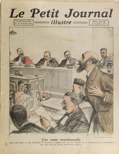 محاكمة هنري ديزاير لاندرو (1869-1922) من لو بيتيت جورنال ، 20 نوفمبر 1921 بواسطة المدرسة الفرنسية