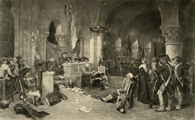 محاكمة ماري أنطوانيت (1755-1793) في 16 أكتوبر 1793 بواسطة المدرسة الفرنسية