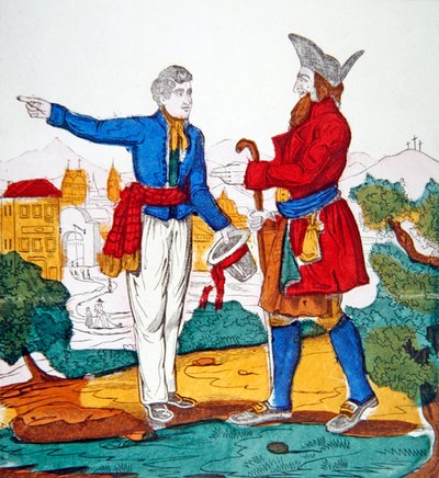 "اليهودي التائه" حوالي عام 1840 (ليثو ملون) بواسطة المدرسة الفرنسية