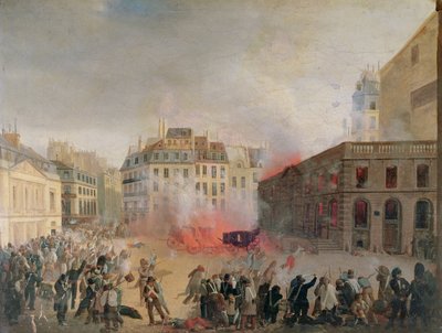 برج المياه على النار ، قصر دو رويال ، 24 فبراير 1848 بواسطة المدرسة الفرنسية