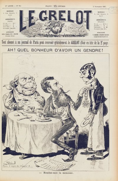 قضية ويلسون ، الغلاف الأمامي لـ Le Grelot ، 27 نوفمبر 1887 بواسطة المدرسة الفرنسية