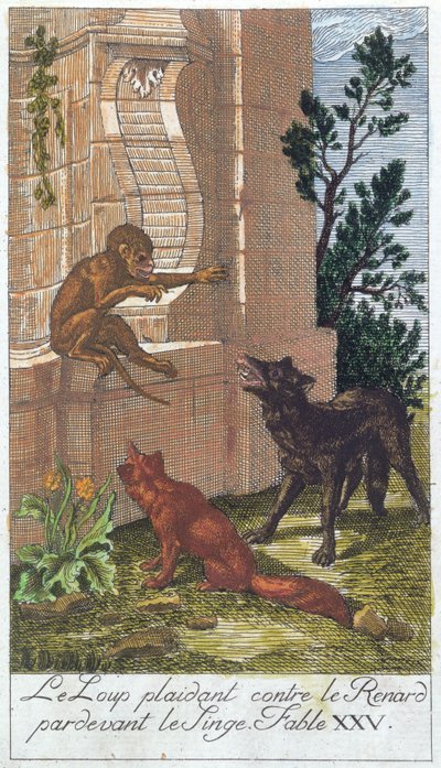 الذئب والثعلب والقرد من فيلم Fables de La Fontaine بواسطة المدرسة الفرنسية