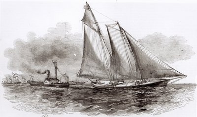اليخت أمريكا يأخذ زمام المبادرة في 1851 Cowes Regatta ، من لو موند إيلوستري ، 1851 بواسطة المدرسة الفرنسية