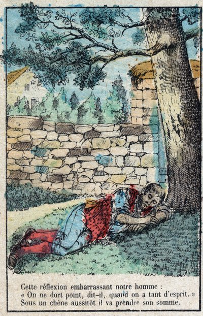 الجوزة واليقطين. أساطير جان دي لافونتين (1621-95) ، تصوير إبينال من نهاية القرن التاسع عشر. بواسطة المدرسة الفرنسية