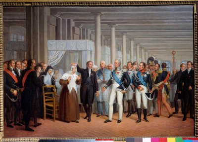 يقدم عالم التشريح والجراح Baron Guillaume Dupuytren (1777-1835) في فندق Hotel Dieu نظرة على لوحة King Charles X ، المدرسة الفرنسية في القرن التاسع عشر ، 375 × 540 سم في باريس ، متحف الكرنفال بواسطة المدرسة الفرنسية