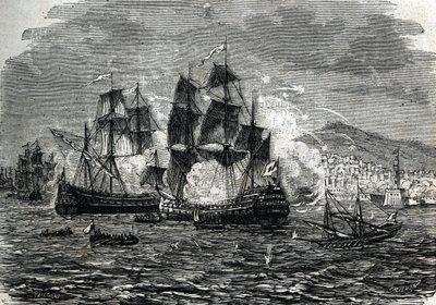 قصف الجزائر في أغسطس 1682 من قبل أبراهام دوكيسن - (نقش) 1864 بواسطة المدرسة الفرنسية