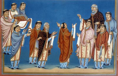 شرائع سانت مارتن (سانت مارتن) من تور تقدم الملك تشارلز الثاني المسمى الأصلع (823-877) ، الكتاب المقدس مكتوب في ديرهم. بواسطة المدرسة الفرنسية