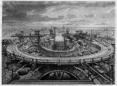موقع بناء كنيسة القلب المقدس في مونمارتر عام 1886 ، في "العالم المصور". بواسطة المدرسة الفرنسية