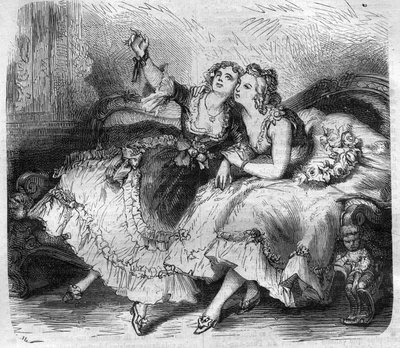 بنات "حريم" ملك فرنسا لويس الخامس عشر ديت لو بيان أيمي (بين آيم) (1710-1774). نقش في "Histoire des Papes-Rois-Queen and Empereurs عبر القرون" بقلم موريس لاتشاتر بواسطة المدرسة الفرنسية