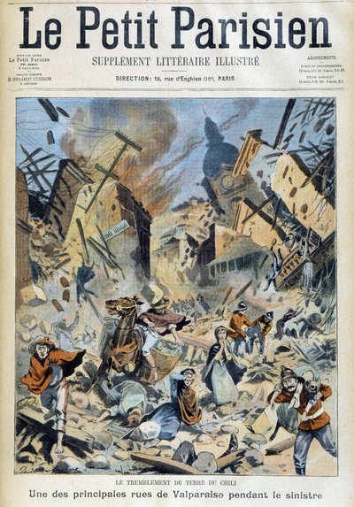 زلزال تشيلي: فالبارايسو أثناء الكارثة - في "" الباريسي الصغير "في 09/09/1908 بواسطة المدرسة الفرنسية