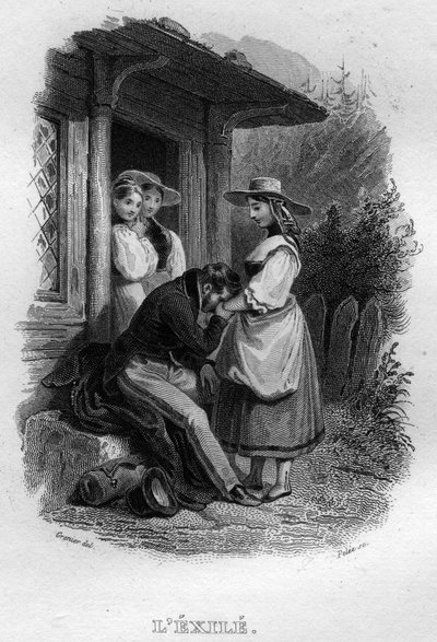 المنفى تشانسون دي بيرانجر في "" الأعمال كاملة "(1834) لبيير جان دي بيرانجر (1780-1857) ، الشاعر وكاتب الأغاني الفرنسي. بواسطة المدرسة الفرنسية