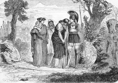 The farewell of Hector and Andromaque (engraving) 1864 بواسطة المدرسة الفرنسية