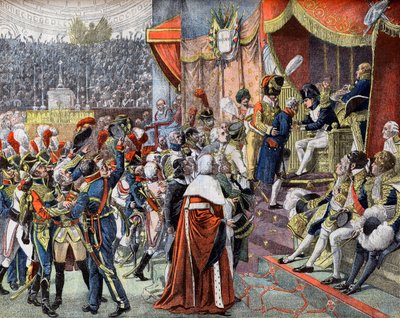 أول توزيع لصلبان جوقة الشرف عام 1804 في Le Petit Journal بواسطة المدرسة الفرنسية