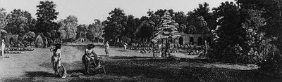 حدائق كارلتون هاوس ، بال مول ، من 'Jardins Anglo-Chinois: تفاصيل des Nouveaux Jardins a la Mode' ، بقلم جورج لويس لو روج ، نُشرت حوالي 1770-187 (نقش) (صورة بالأبيض والأسود) بواسطة المدرسة الفرنسية