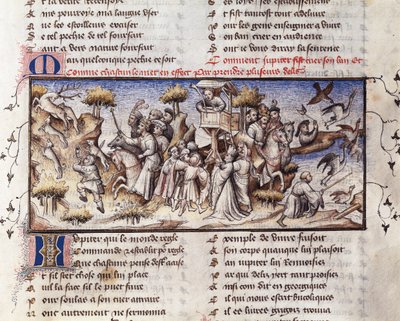 صيد النبلاء تحت تأثير المشتري من Le Roman de la Rose بواسطة المدرسة الفرنسية