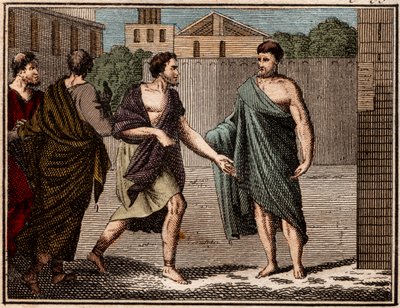 نبذ أريستيدس العادل (c530-c468 قبل الميلاد) ، الجندي اليوناني القديم (الأثيني) ورجل الدولة. بواسطة المدرسة الفرنسية