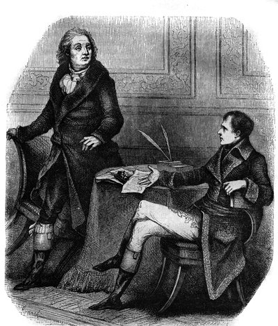 الشاعر والكاتب المسرحي جان فرانسوا (جان فرانسوا) دوكيس (1733-1816) مع بونابرت (نابليون الأول بواسطة المدرسة الفرنسية