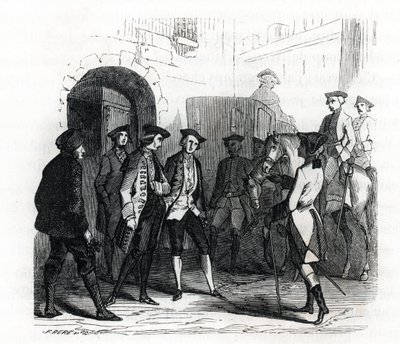 The prisoners of Vincennes were transferred to the prison of the Bastille in 1784 - (engraving) 1846 بواسطة المدرسة الفرنسية