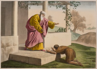 عودة الابن الضال ، التوضيح من التعليم المسيحي Listoire Sainte ، نشره تشارلز ديلاجراف ، باريس ، أواخر القرن التاسع عشر بواسطة المدرسة الفرنسية