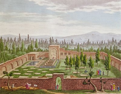 قبر الشاعر الفارسي الكبير حافظ شيرازي (c.1325-c.1388) في شيراز بواسطة المدرسة الفرنسية