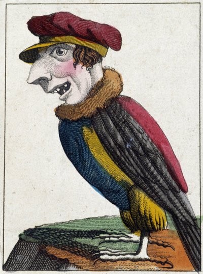 The vulture in Caricature, study of character “volatile character” sd. 19th, popular imagery. بواسطة المدرسة الفرنسية