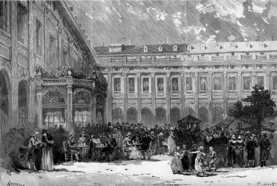 التمثيل المسرحي: "شارلوت كورداي" لفرانسوا بونسارد (1814-1867). مشهد من الفصل الثالث: شارلوت كورداي في حديقة القصر الملكي. باريس ، مسرح دي لوديون بواسطة المدرسة الفرنسية