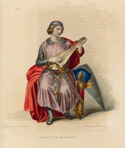 Thibaut de Champagne (coloured engraving) بواسطة المدرسة الفرنسية