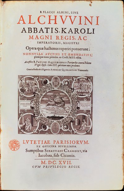 صفحة العنوان من الملك تشارلز أبوت بواسطة ألكوين ، نُشرت عام 1617 بواسطة المدرسة الفرنسية