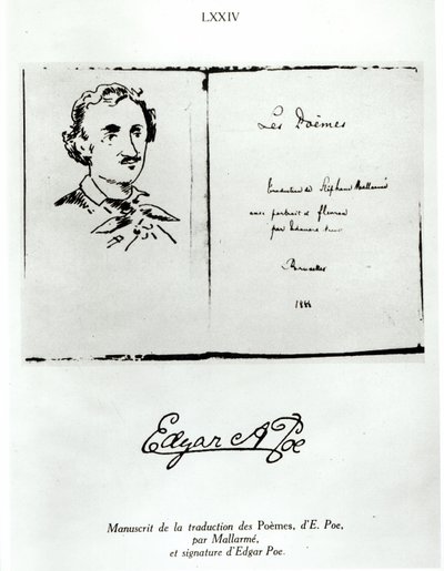 صفحة عنوان Les Poemes بواسطة Edgar Allan Poe (1809-49) ترجمت من قبل Stephane Mallarme (1842-98) مع صورة للمؤلف ، 1888 بواسطة المدرسة الفرنسية