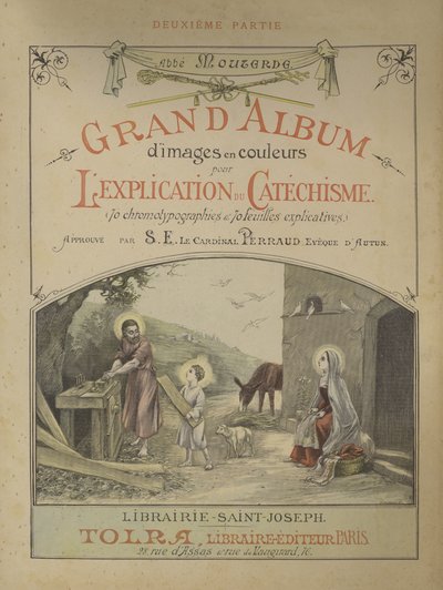 صفحة العنوان للجزء الثاني من الألبوم الكبير للصور en Couleurs لشرح التعليم المسيحي (لون ليثو) بواسطة المدرسة الفرنسية