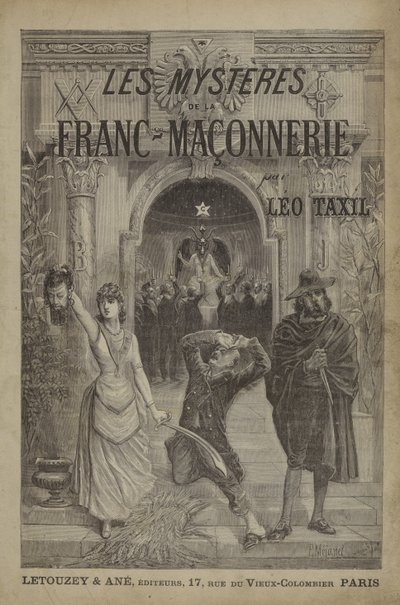 صورة توضيحية لصفحة العنوان لـ The Mysteries of Freemasonry Devoiles (نقش) بواسطة المدرسة الفرنسية