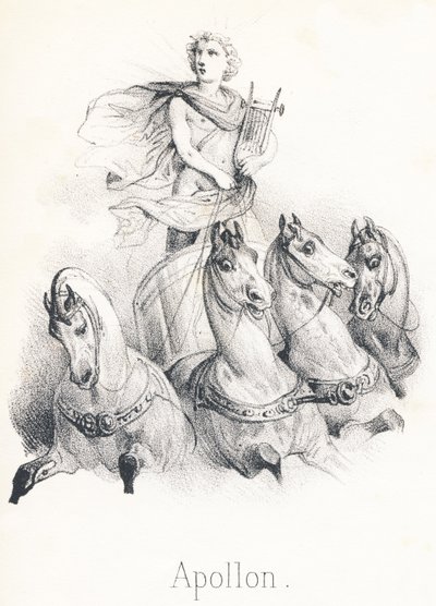 To Apollo: This God was the son of Jupiter and Latona called Phebus to heaven when he led the chariot of the sun drags by four horses بواسطة المدرسة الفرنسية