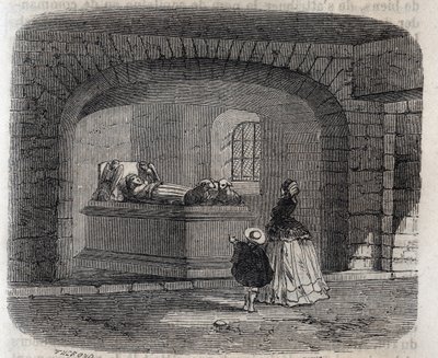 قبر أغنيس سوريل في بحيرة لوش - نقش في "هيستوار دو فرانس" لفيكتور دروي (1811-1894) - 1882 بواسطة المدرسة الفرنسية