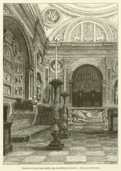 Tombeau de la reine Anne Jagellon, dans la cathedrale de Cracovie (engraving) بواسطة المدرسة الفرنسية